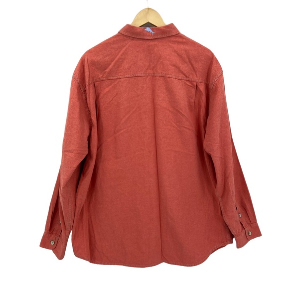 TOMMY BAHAMA Relax Shirt Button Long Sleeve Cotton Orange - Picture 3 of 6